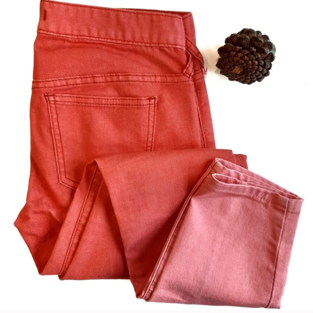 Free People ombré coral red skinny jeans